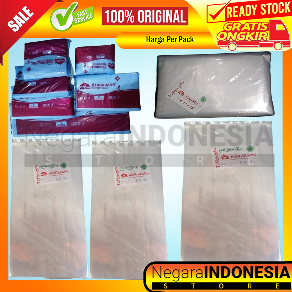 Kantong Pp Plastik Transparan Bening Putih Merk Bangkuang Tebal 0.3 Micron Semua Ukuran Lengkap 500g