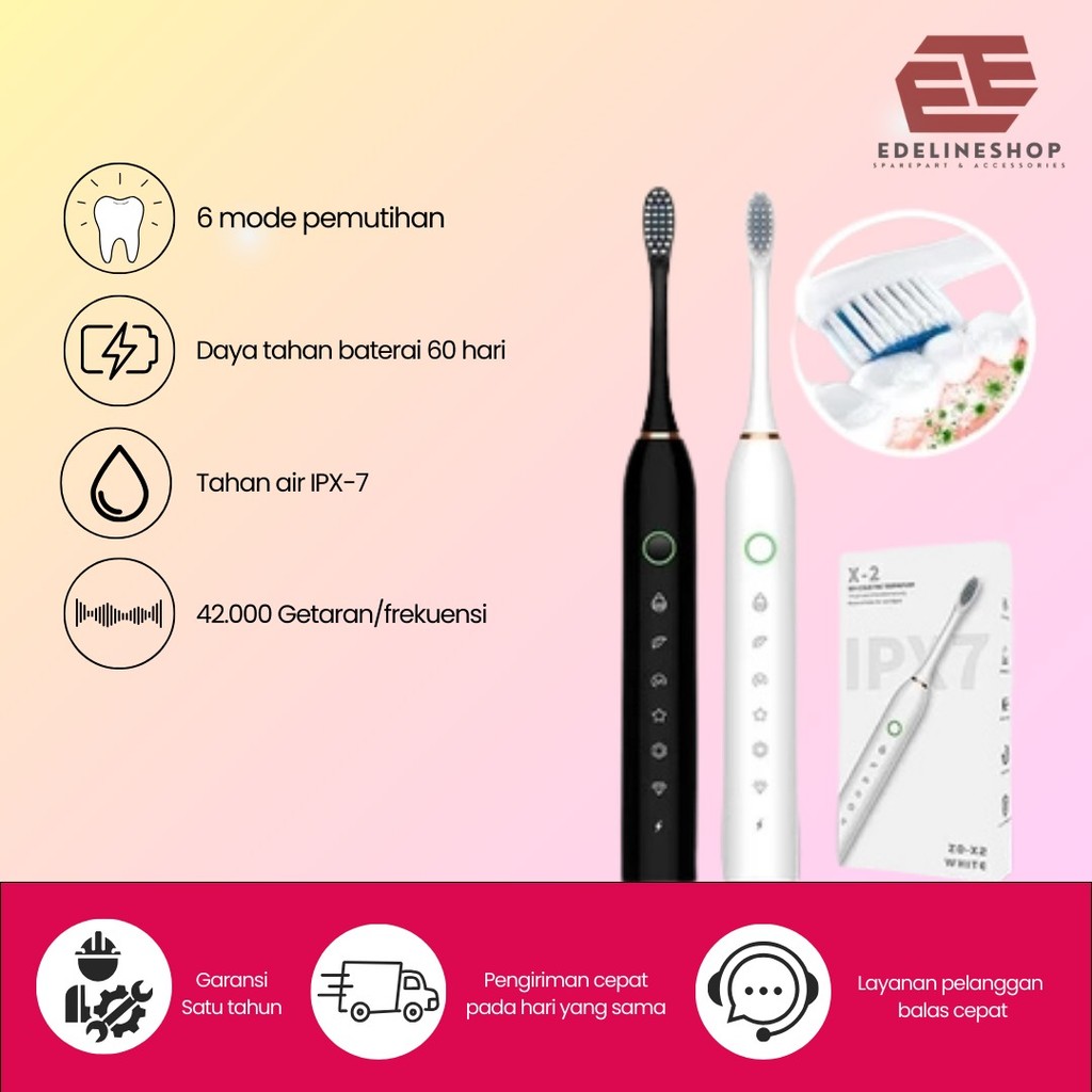 Sonic Electric Toothbrush-Sikat Gigi Elektrik Multifungsi Untuk Dewasa Anak Behel&Gigi Sensitif