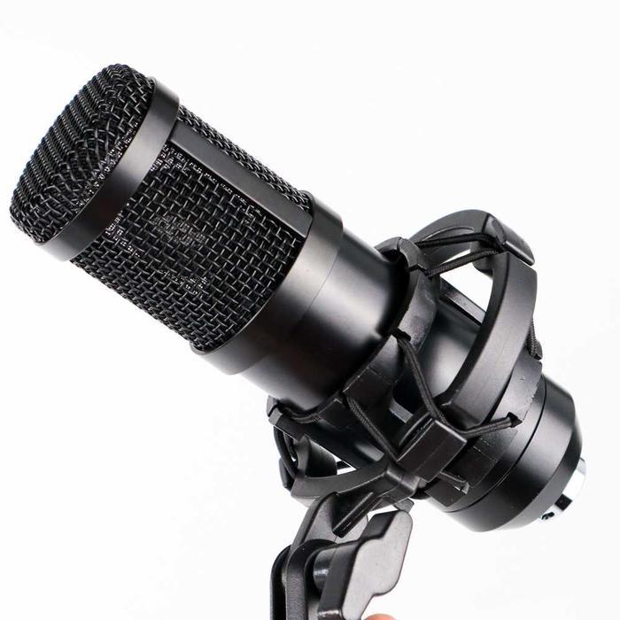 Paket Alat rekaman - home recording Mic BM-800 - Soundcard V8 - stand - mic hitam