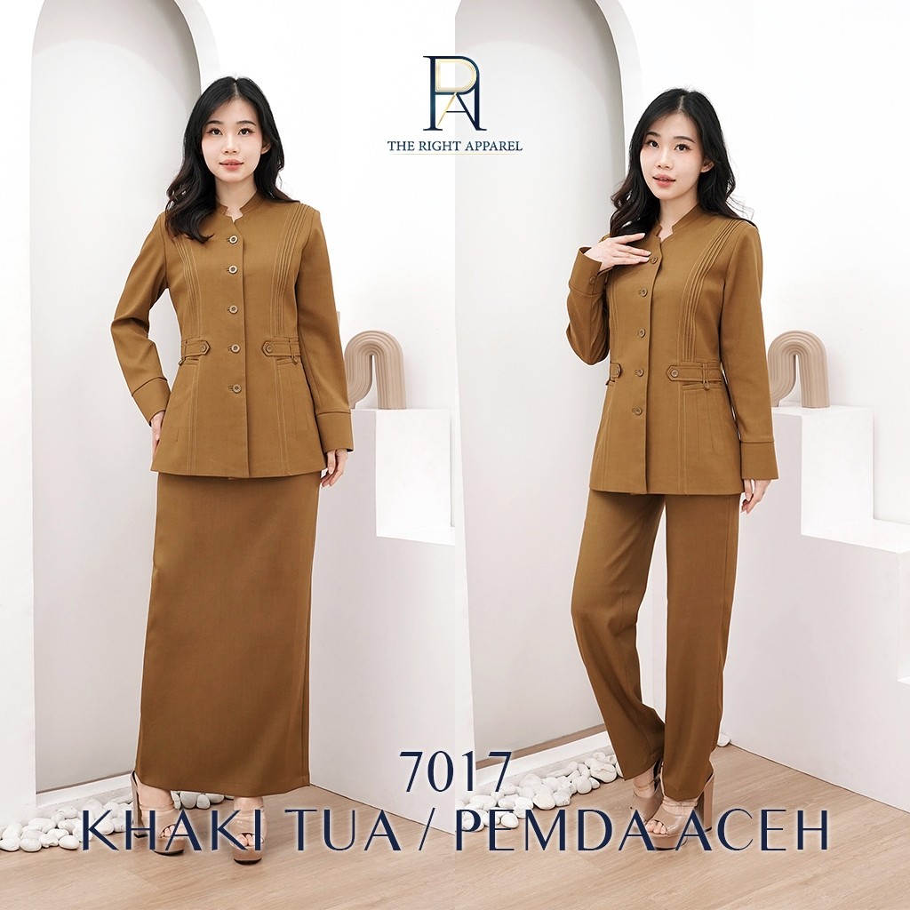 Seragam PNS ID - Blazer Seragam Wanita Kerah Shanghai Mandarin dengan Belt Pinggang Lengan Panjang S