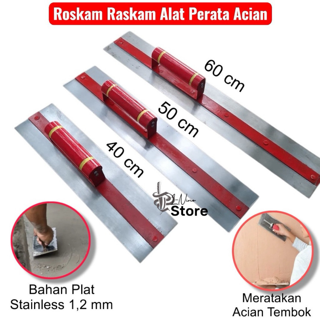 Roskam Raskam Perata Acian Tembok Plaster/ Raskam + Penguat / Raskam Plat Baja 40/50/60cm