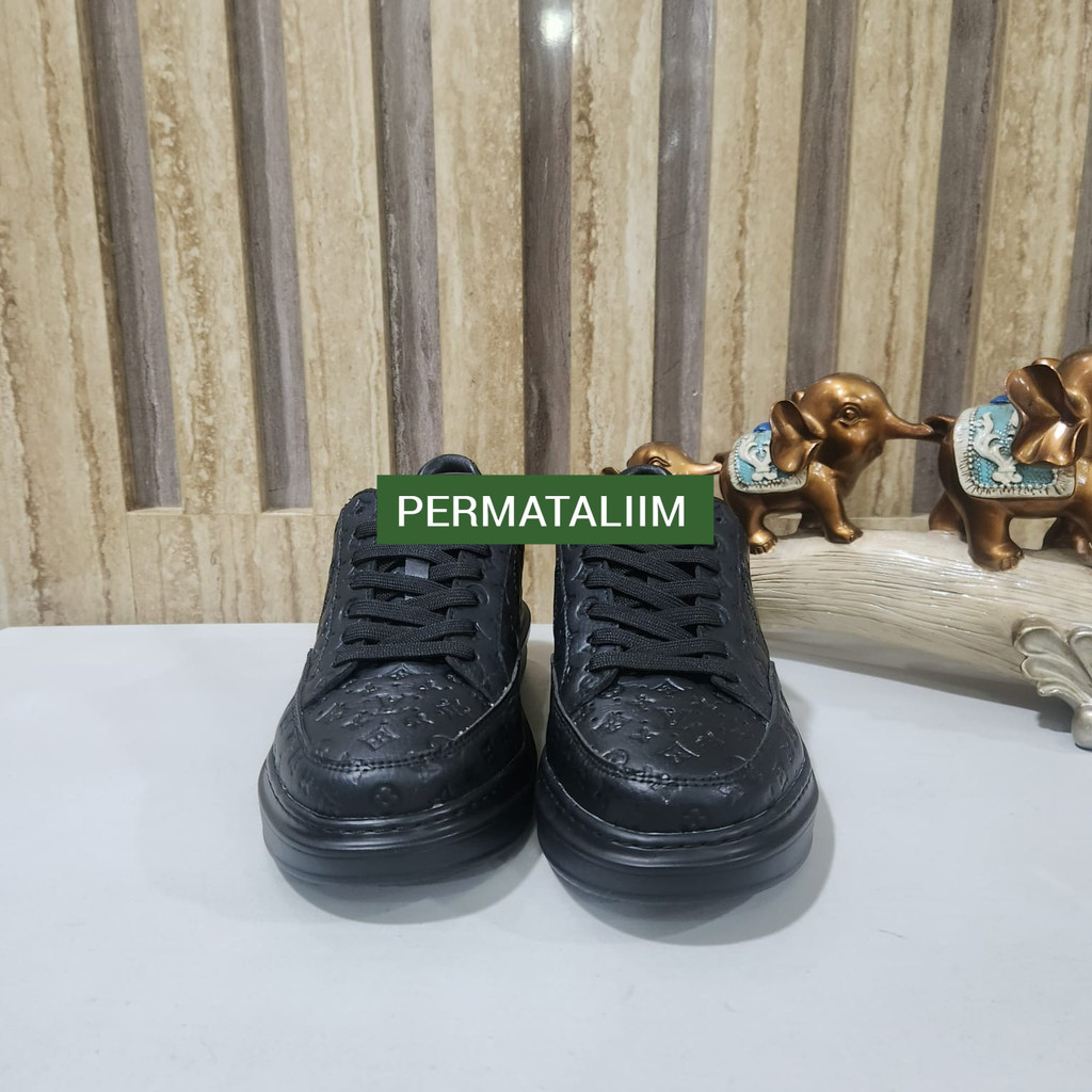 sepatu cowok sneaker pria hitam kulit