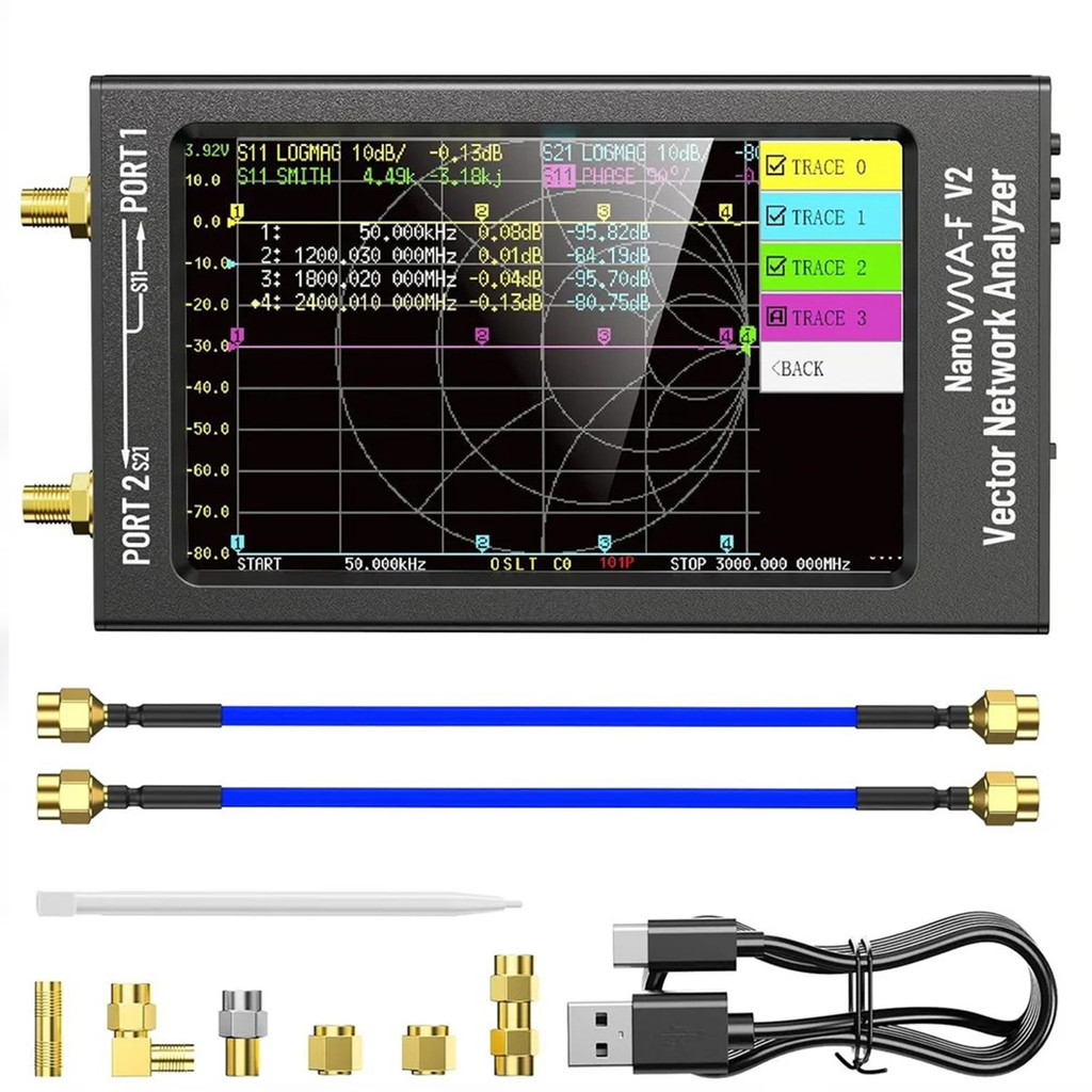 New Upgraded NanoVNA-F V2 Vector Network Analyzer 4.3Inch 50kHz-3GHz HF VHF UHF VNA SWR Antenna Anal