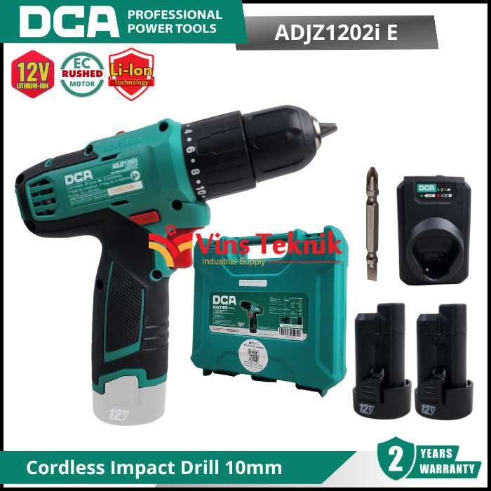 DCA ADJZ1202iE Cordless Drill Driver Mesin Bor Baterai 10.8V ADJZ1202 E