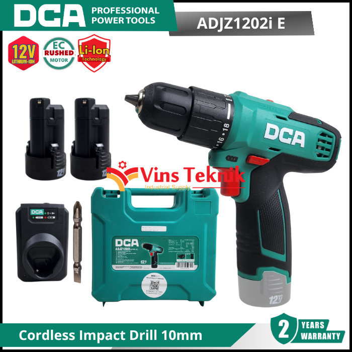 DCA ADJZ1202iE Mesin Bor Tembok Baterai Cordless Impact Drill 12V ADJZ1202i