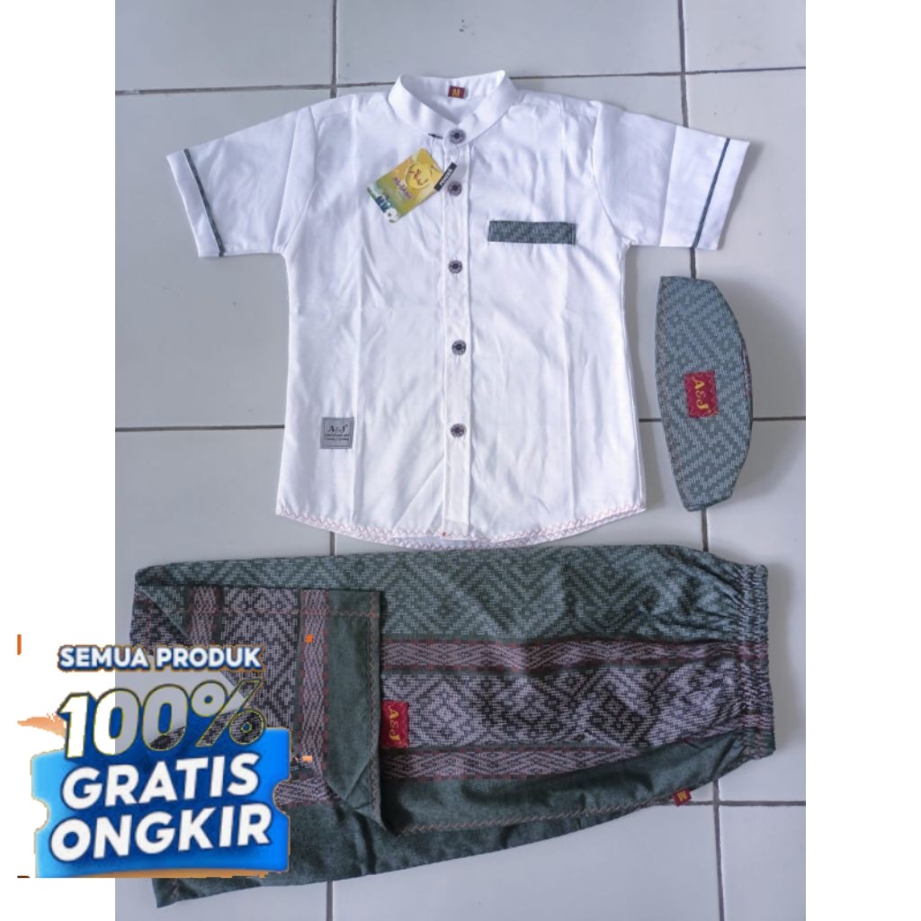 SARKOCI LENGAN PENDEK BY A&J//SARKOCI ANAK USIA 3-13THN//SETELAN SARUNG KOKO- pakaian cowo lainnya