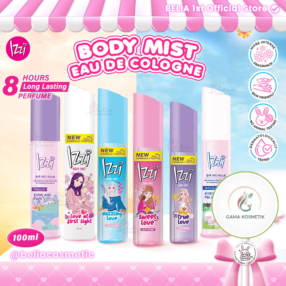 BELIA  IZZI Body Mist Eau De Cologne 100ml | Parfum Wanita | More Longlasting | Love At First Sight 