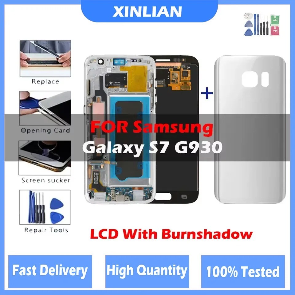 LCD For Samsung Galaxy S7 G930 LCD splay with Burn-in Shadow, Tou Screen gitizer Assembly with Frame