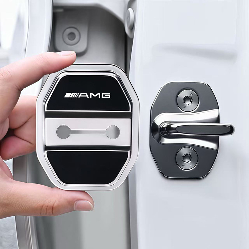 4Pcs Silicone Car Door Lock Cover Protective Buckle Cover Sticker For Mercedes Benz AMG W203 W206 W2