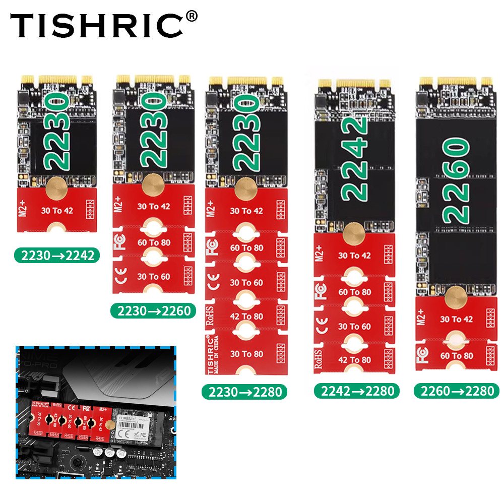 TISHRIC M2 2230 2242 2260 2280 SSD Extension Board Adapter M.2 NGFF NVME Length Extend Adapter Brack
