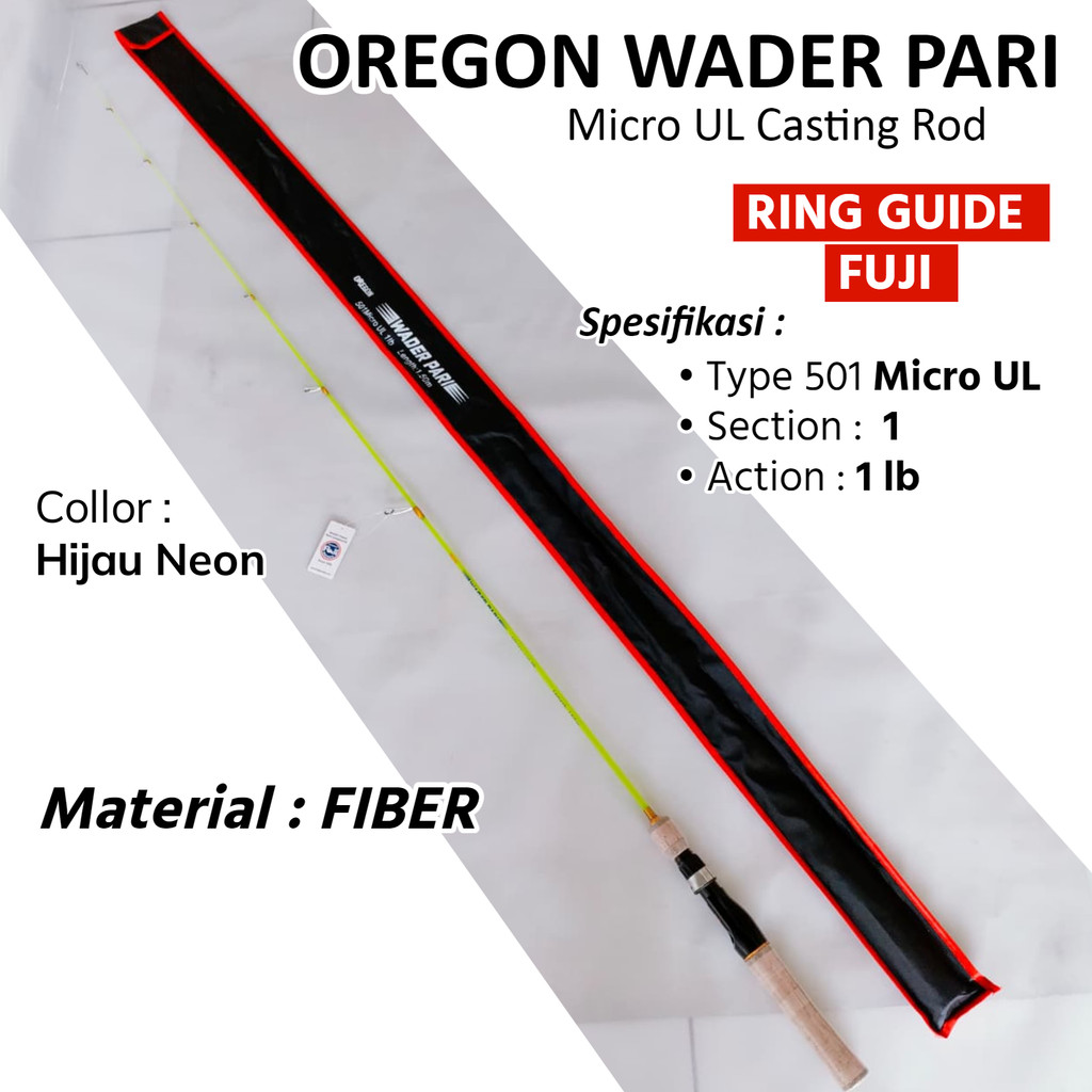 Joran Micro Fishing UL Fuji Oregon Wader Pari Panjang 150cm Bahan Fiber Super-Lentur