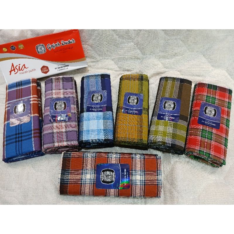 GARDESHOP.ID Sarung Dewasa Gajah Duduk Asia Merah Putih Sarung murah motif kotak Kotak Dewasa