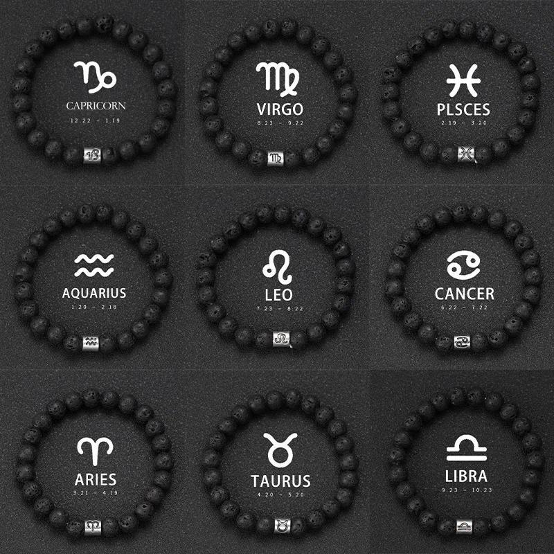 12 Zoac Bracelet Natural Volcanic Stone Bracelet  Virgo Capricorn Taurus Aquarius Sagittarius Cancer