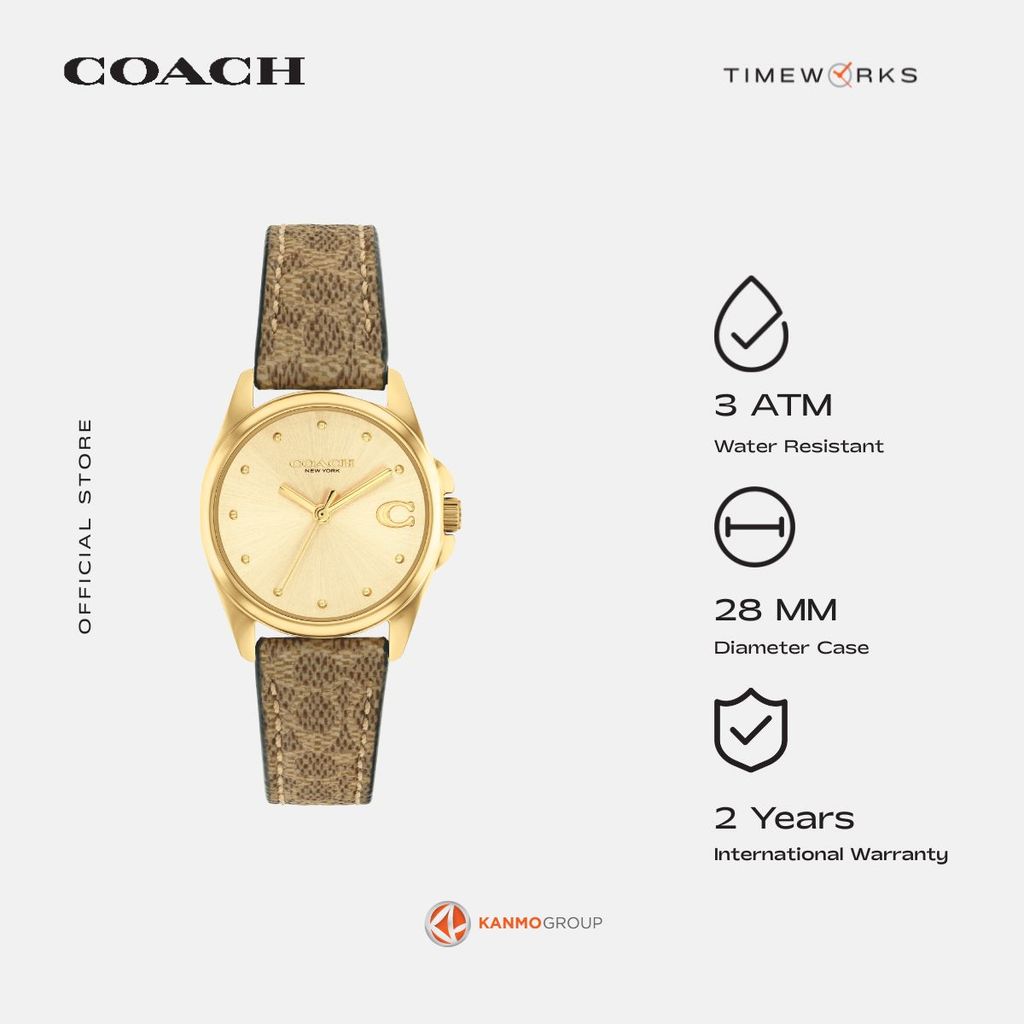 Coach Greyson 3 Hands Brown PVC Strap - Jam Tangan Wanita - 14504107