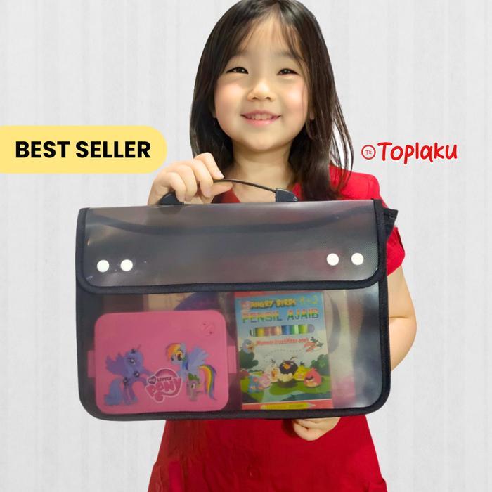 Toplaku Tas Les Map Dokumen Berkas Anti Air Multifungsi Zipper Plastik Seaguna File Organizer Bag - 