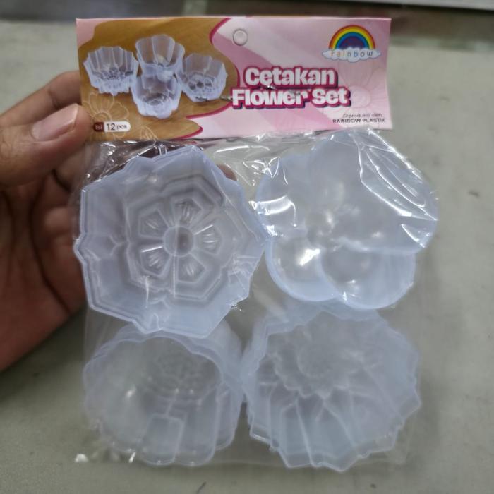 Promo Cetakan Cup Bunga Set Kue 5.5 cm Plastik 12 PCS 4 Motif Unik BPA Free Tahan Panas Anti Karat D