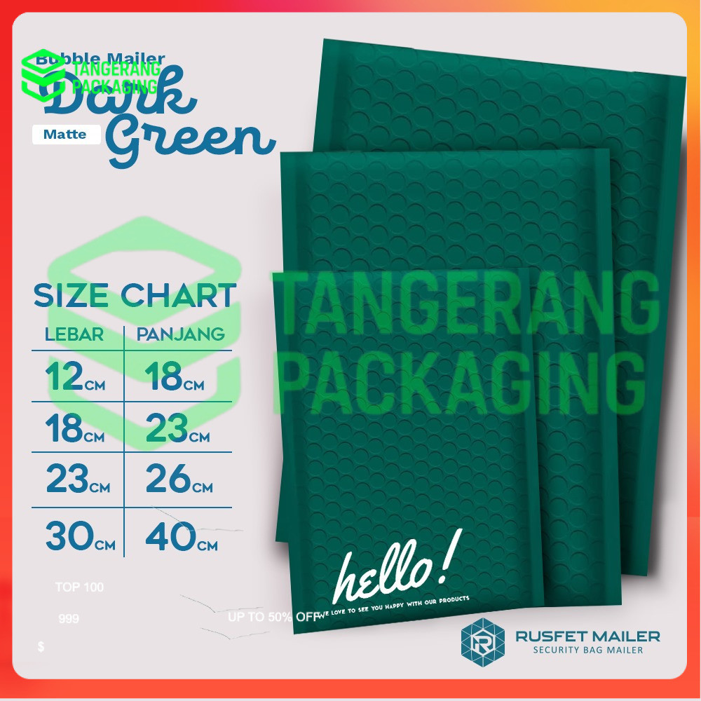 Amplop Bubble Wrap Dark Green Poly Mailer Padded Envelope Rusfet