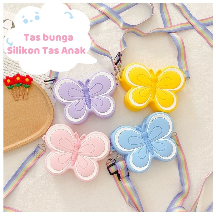 [Ready] Tas Bunga Silikon/Tas Selempang Silikon anak/Tas Selempang Silikon Anak Butterfly/Tas Coin B