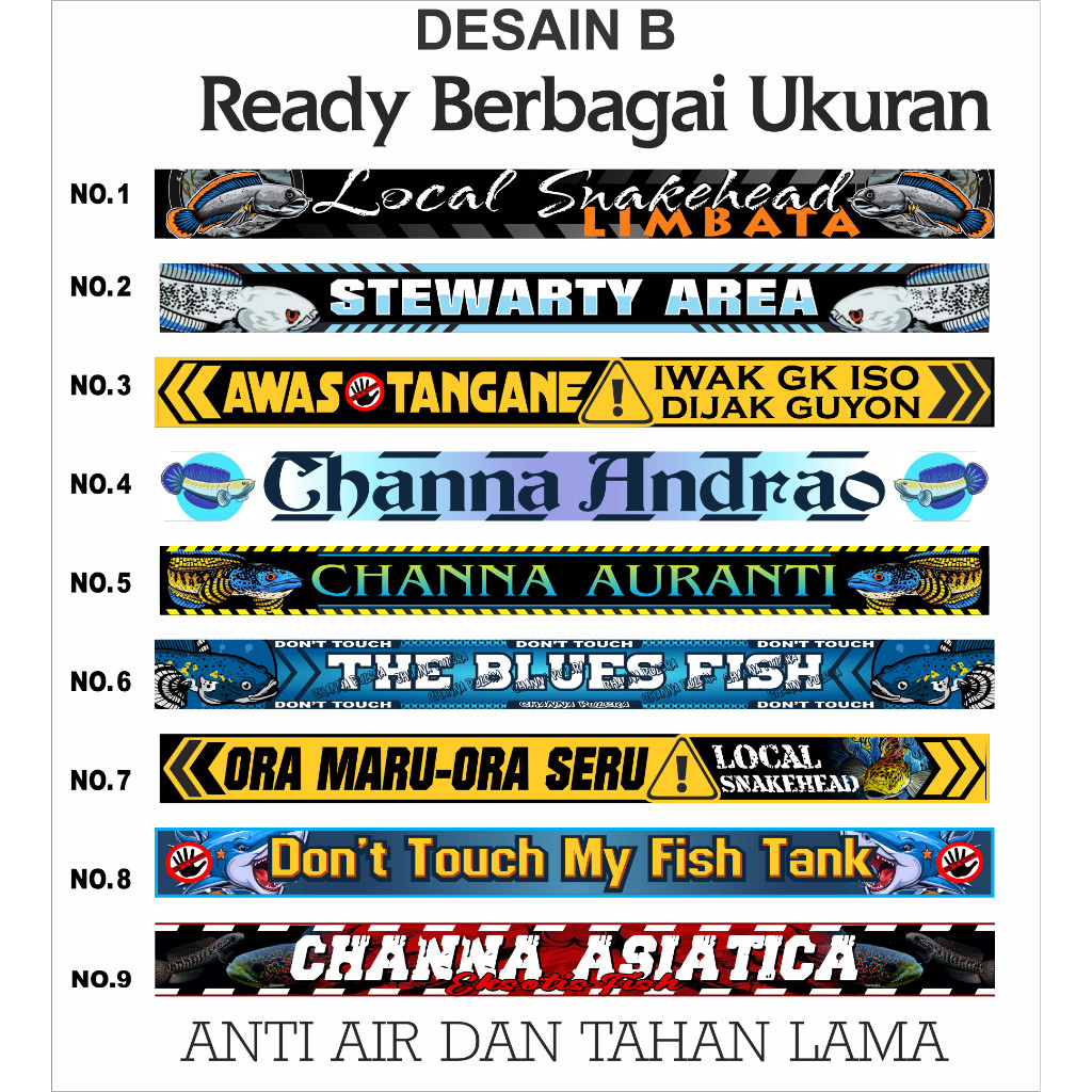 Stiker Ikan Galak - Ikan Channa -stiker Aquarium