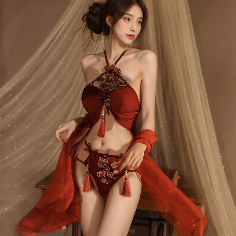 Lingerie Tradisional China Gaya Hanfu Bordir Elegan Seksi Baju Tidur Wanita