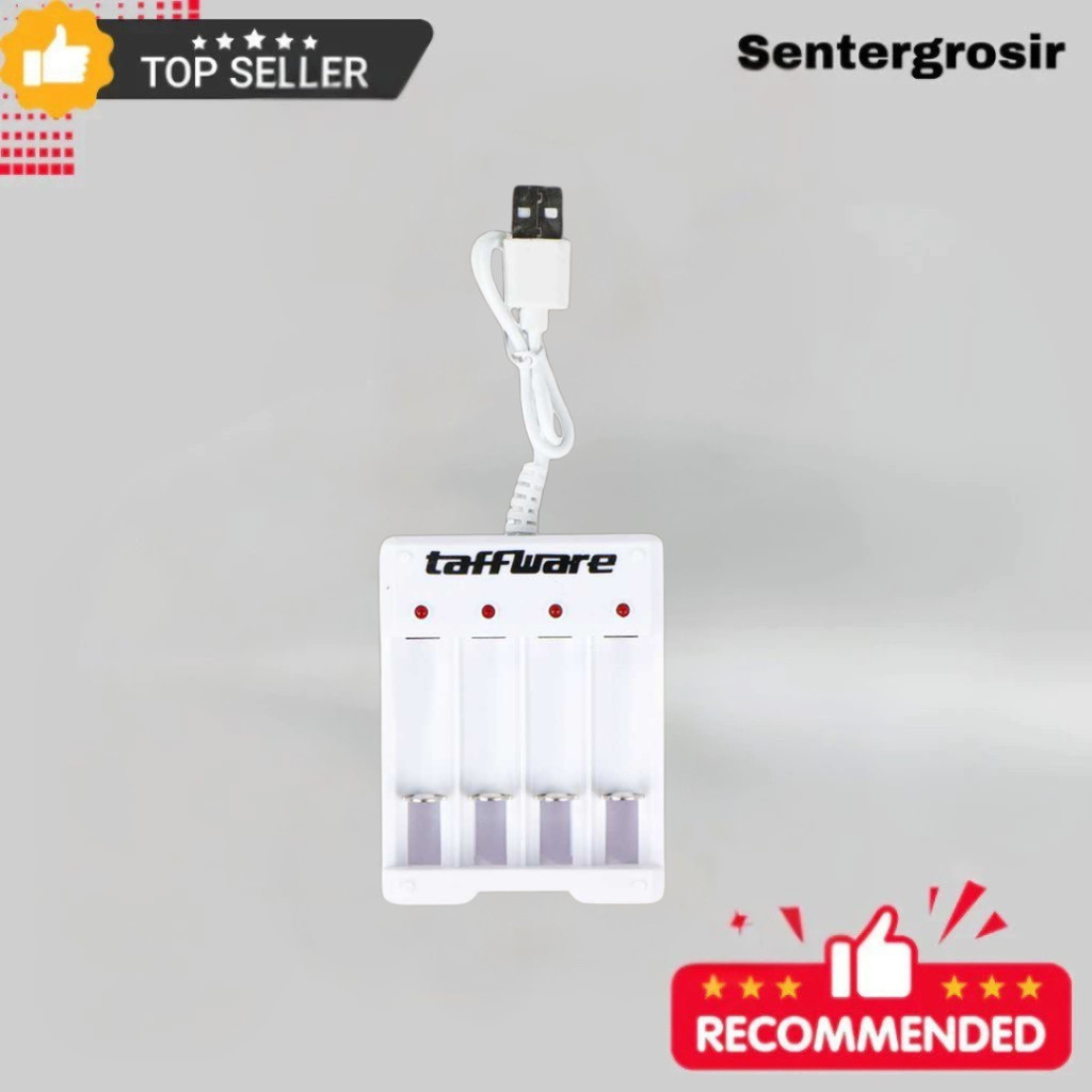 Smart Charger Baterai 4 Slot AA AAA USB Plug Premium - Intelligent Chip

