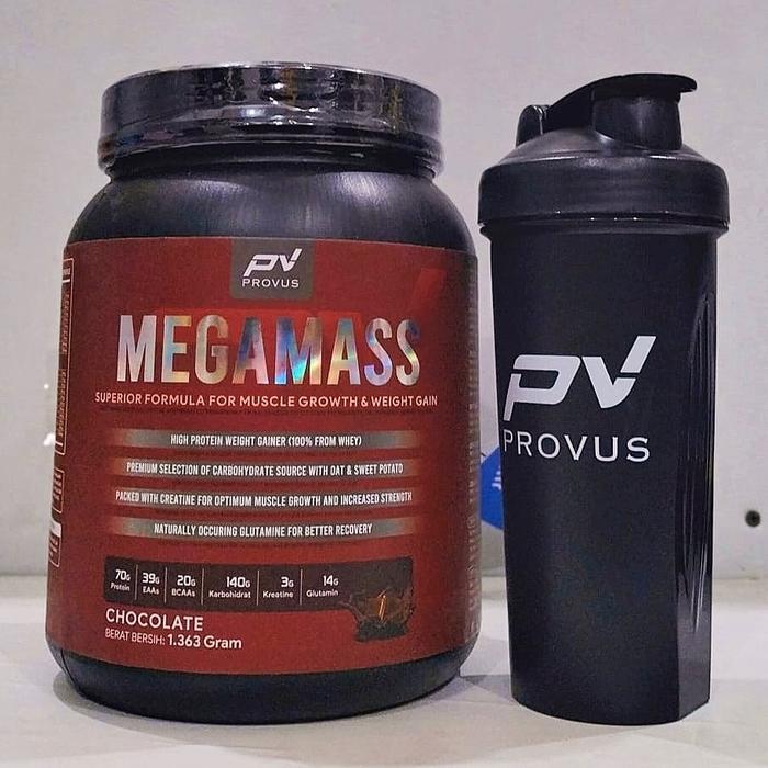 Provus Megamass Gainer 3 lbs BPOM Halal PV Mega Mass gain 3lb bulking - Coklat