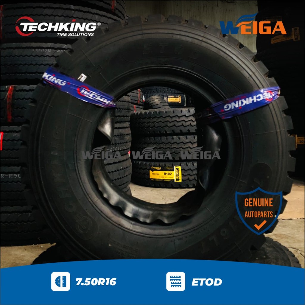 Ban Truk Techking 7.50R16 ETOD kembang blok tahu, untuk CDD muatan berat