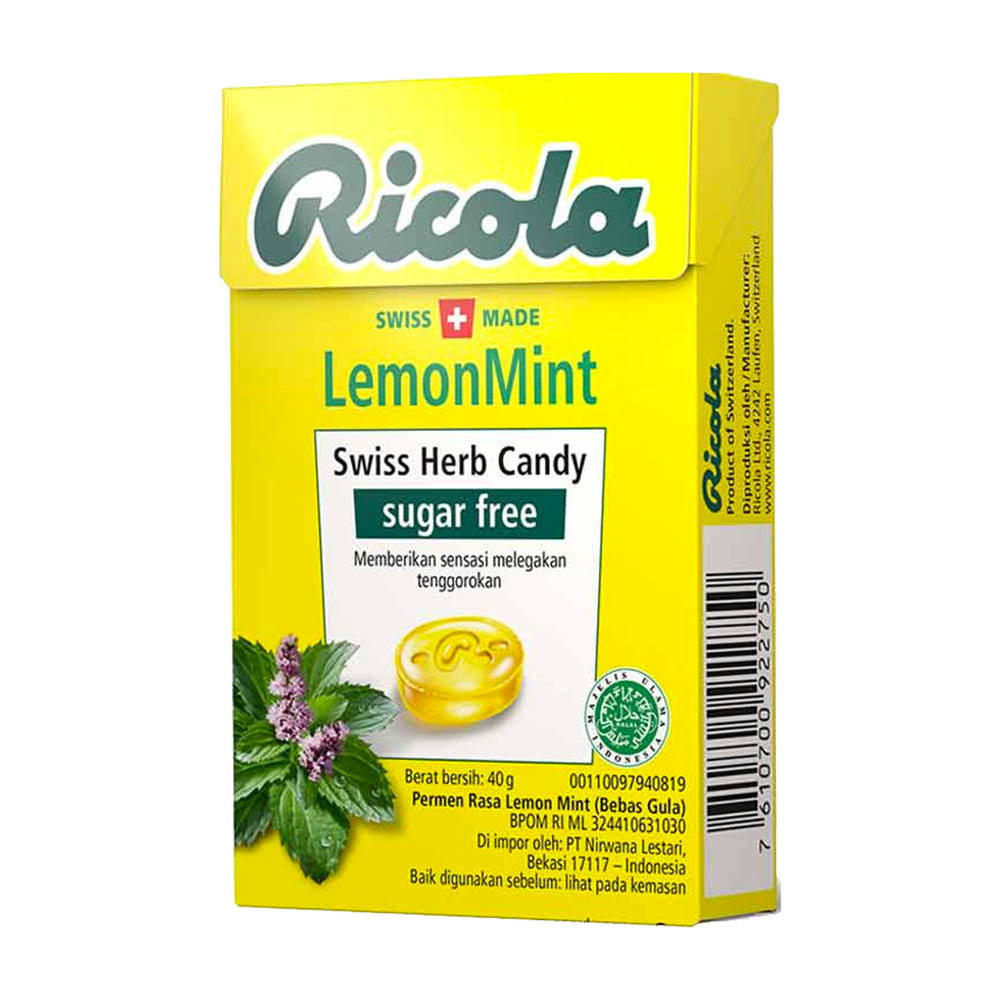 RICOLA SUGAR FREE LEMON CANDY 40GR