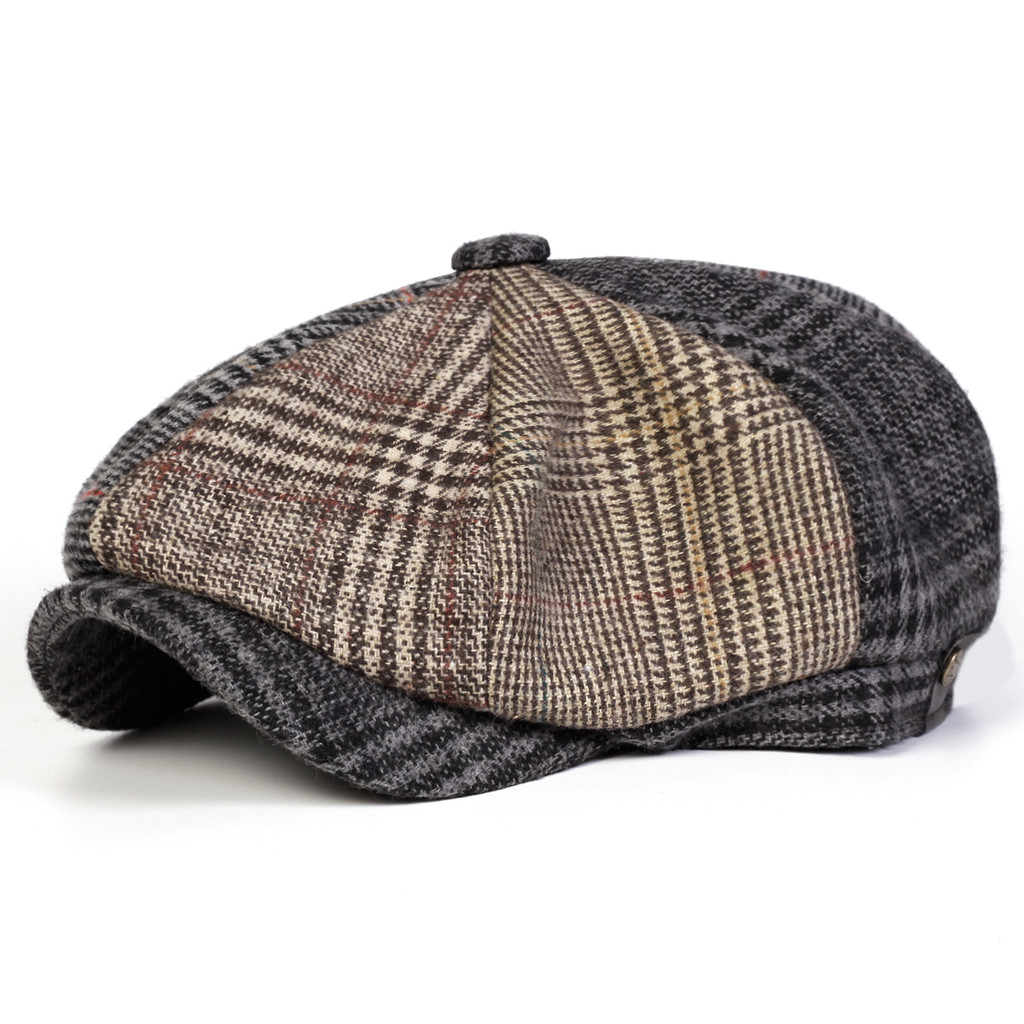 Uni Retro Grid Stiting Newsboy Caps Men British Painters Hats Spring and Autumn Berets Hip Hop Beret