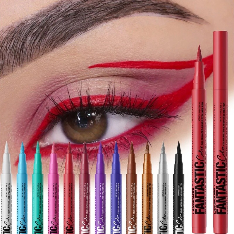 (Fast pengiriman) Eyeliner tahan air Pensil tahan lama Pigmen warna-warni Biru Hitam Putih Warna Gel