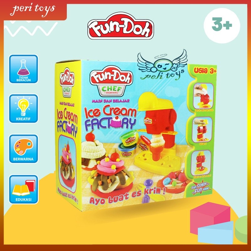 Mainan Playdough Anak Set Cetak Es Krim Plastisin Kreatif Ice Cream Maker Toy
