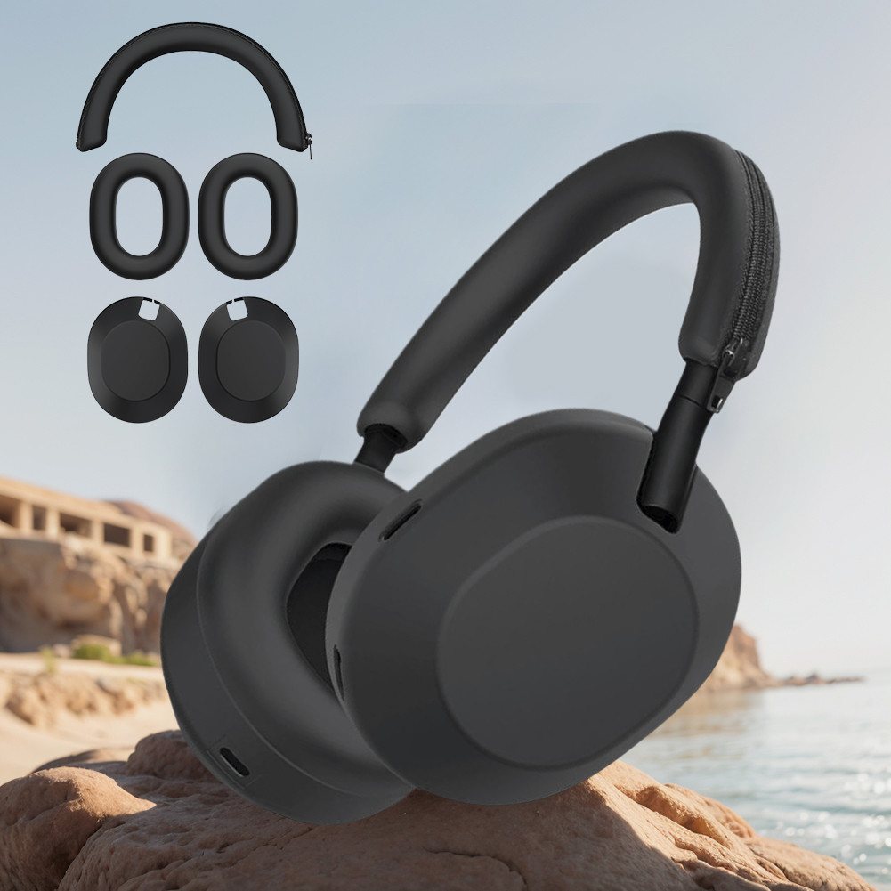 Silicone Ear Pads Cushion Cover for Sony WH-1000XM6 Headset Anti-Scratch Ear Pads Headbeam Cover Pro