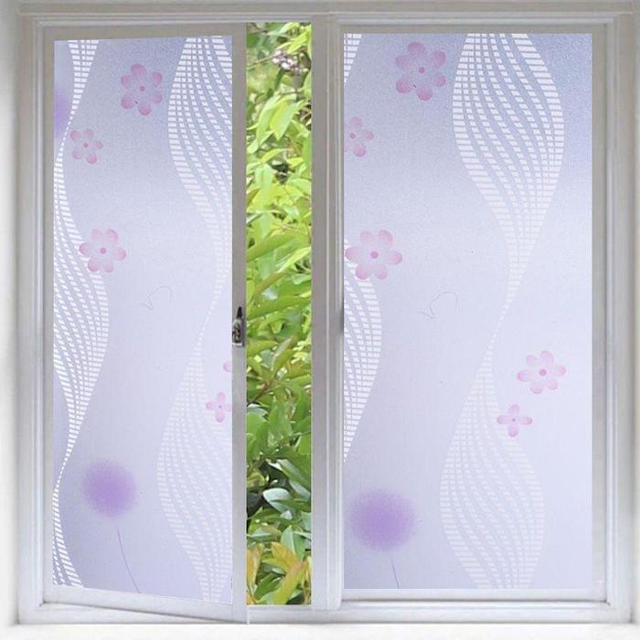 TERLARIS Stiker Kaca Jendela Panjang 4 Meter Motif Ulir Ungu Bahan Pvc Anti Air & Noda Sanblast Stic