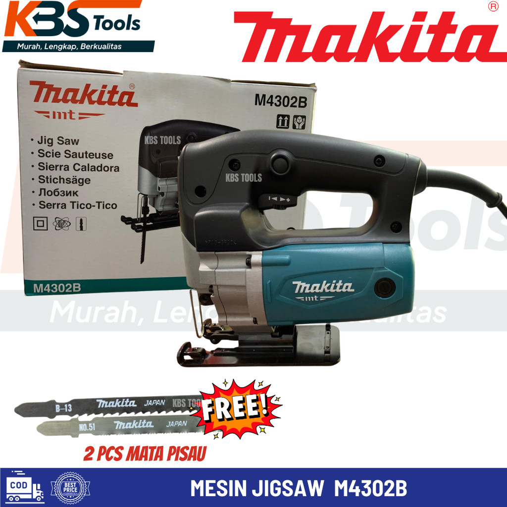 MAKITA Mesin Jigsaw M4302B Gergaji Listrik Ukir Kayu Clean Cut Pemotong Triplek