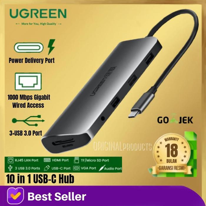 Ugreen 10in1 USB-C Hub 8in1 usb type c hub 9in1  Ethernet Gabit  dan Port Pengisian PD 100W - Laptop