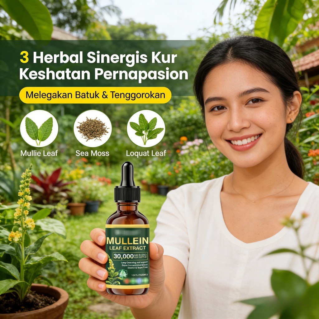 Mullein Leaf Extract 30.000mg – Ekstrak Mullein dengan Sea Moss & Loquat Leaf untuk Kesehatan Paru &