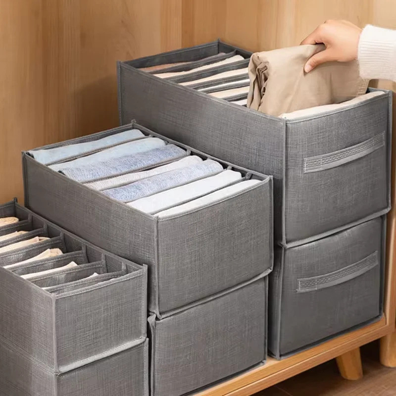 Household Pants Storage Artifact Jeans Storage Box, Underwear Storage Box, Pants Rack, Divided Stora