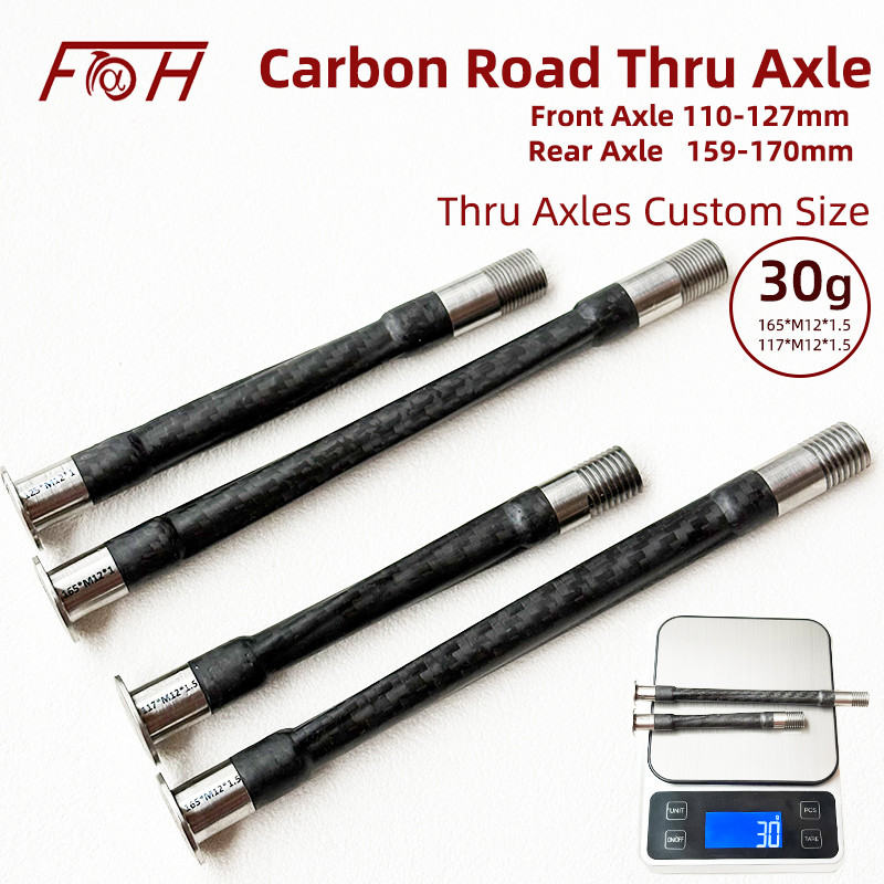 Carbon Thru Axle  Road Bicycle Wheel Axle Hub Thru Axle 142x12 / 100x12 Compatible Carbon Fiber Fram