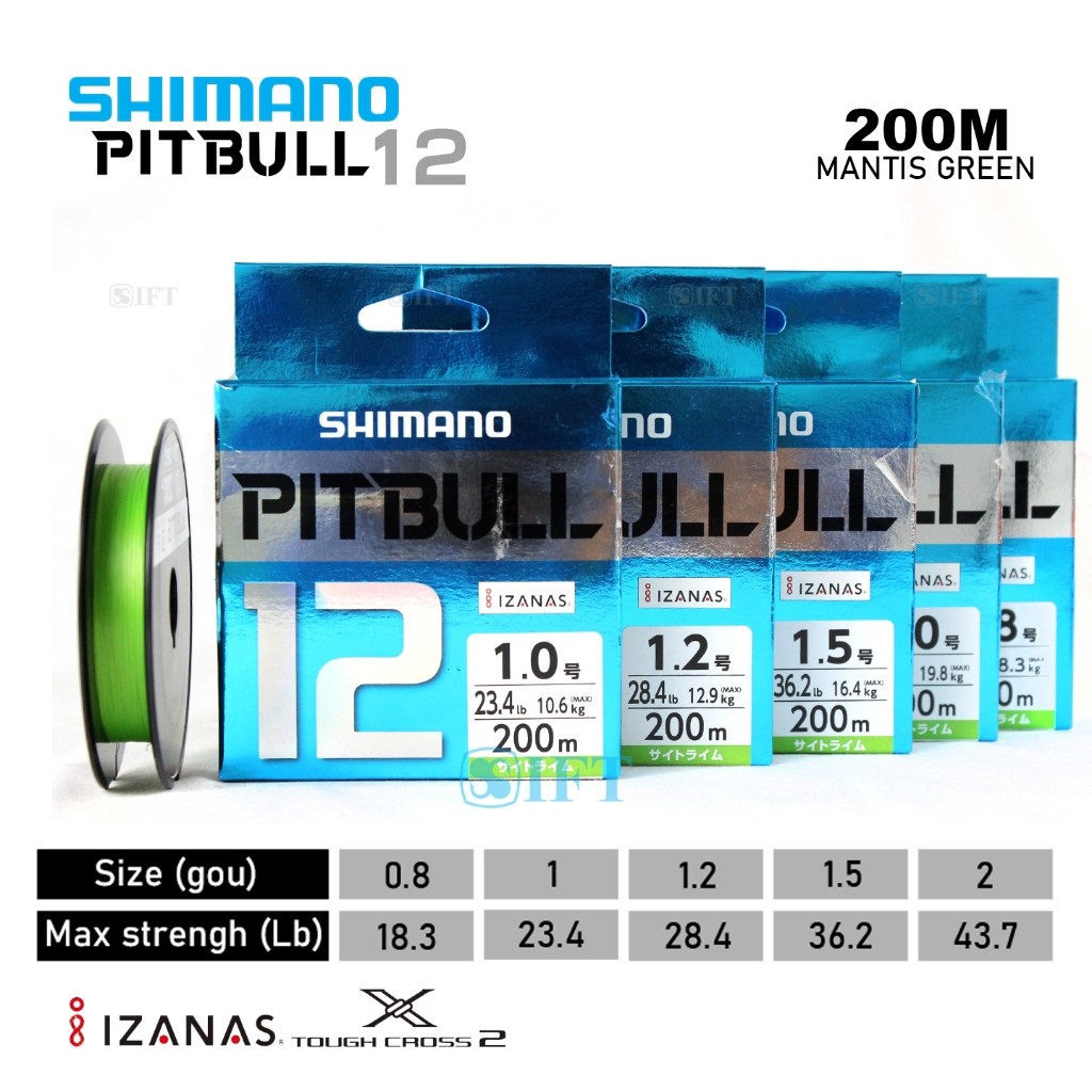 Senar PE SHIMANO PITBULL 12 200M MANTIS GREEN | Made in Japan | Izanas Toughcross2 Jepang | IFT Pro