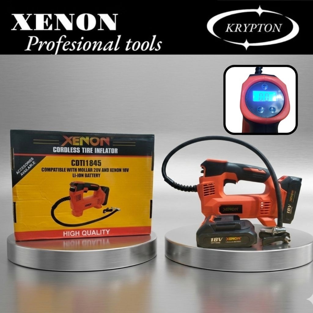 Xenon kompresor mini cordless / pompa angin ban 18V 2 Baterai