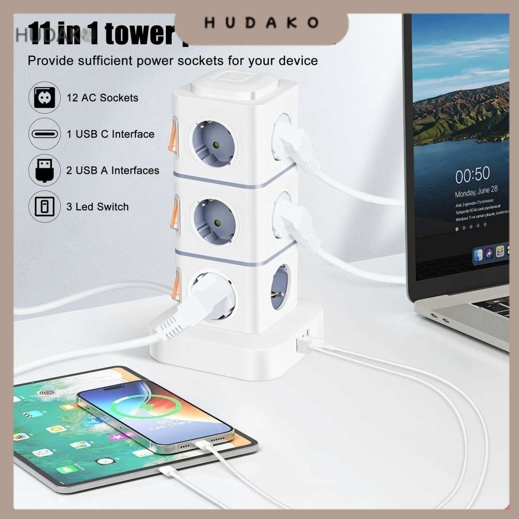 Stop Kontak Power Socket Strip Tower Colokan Listrik 2500W - NN812