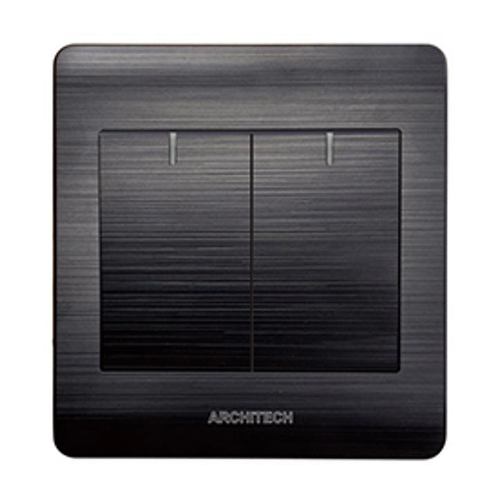 Saklar Architech 2gang 1way Platinum Black