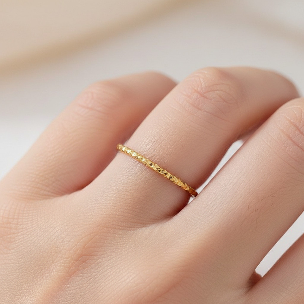 Riche Ellery Cincin Titanium Wanita Korea Tipis Minimalis Anti Karat Tidak Pudar