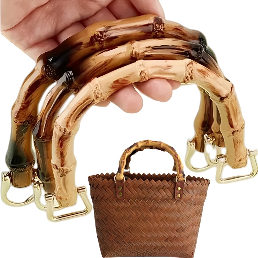 Gagang Tas Bentuk D Imitasi Bambu Untuk Tas Wanita DIY Gagang Tas Buatan Tangan Aksesoris Tas Pengga