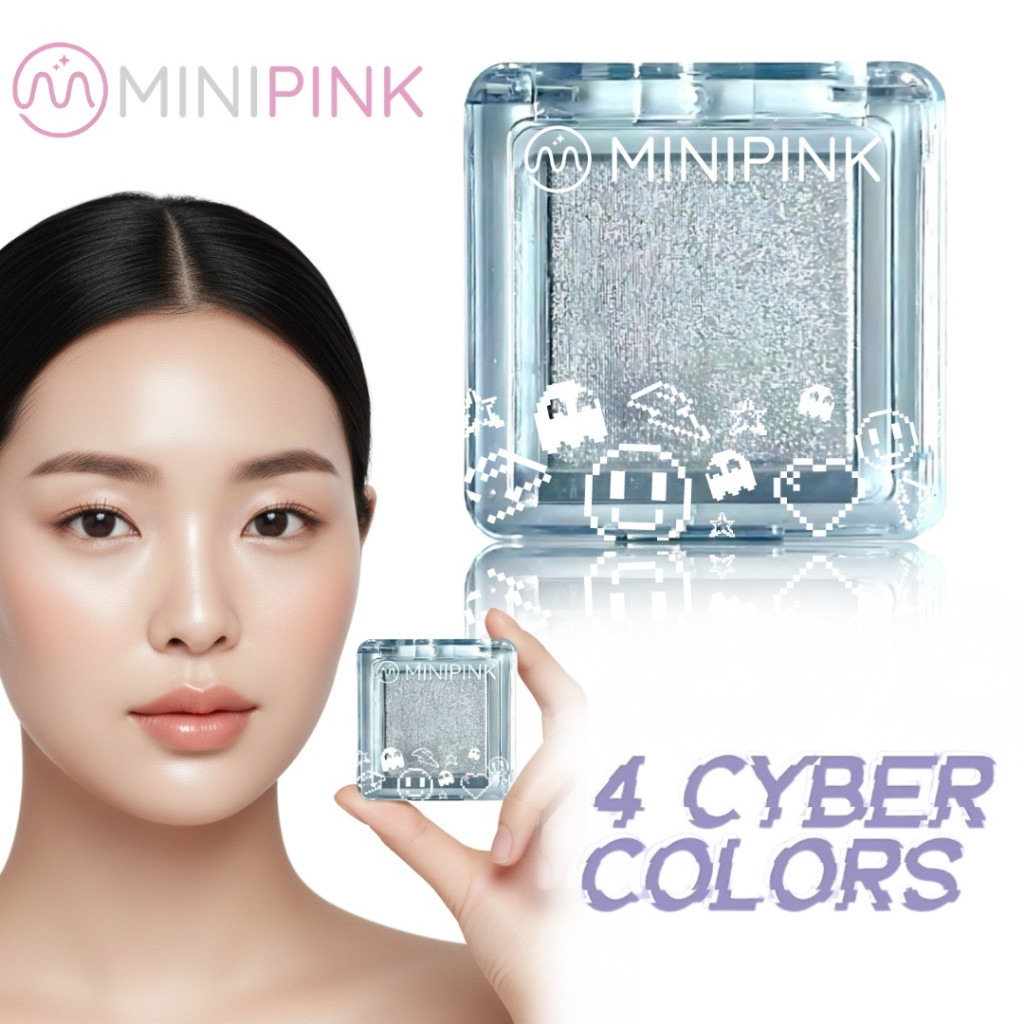 MINI PINK - MINIPINK Cyberpunk Highlighter Powder Glitter Eyeshadow Belek Artis Glowing Tahan Air BP