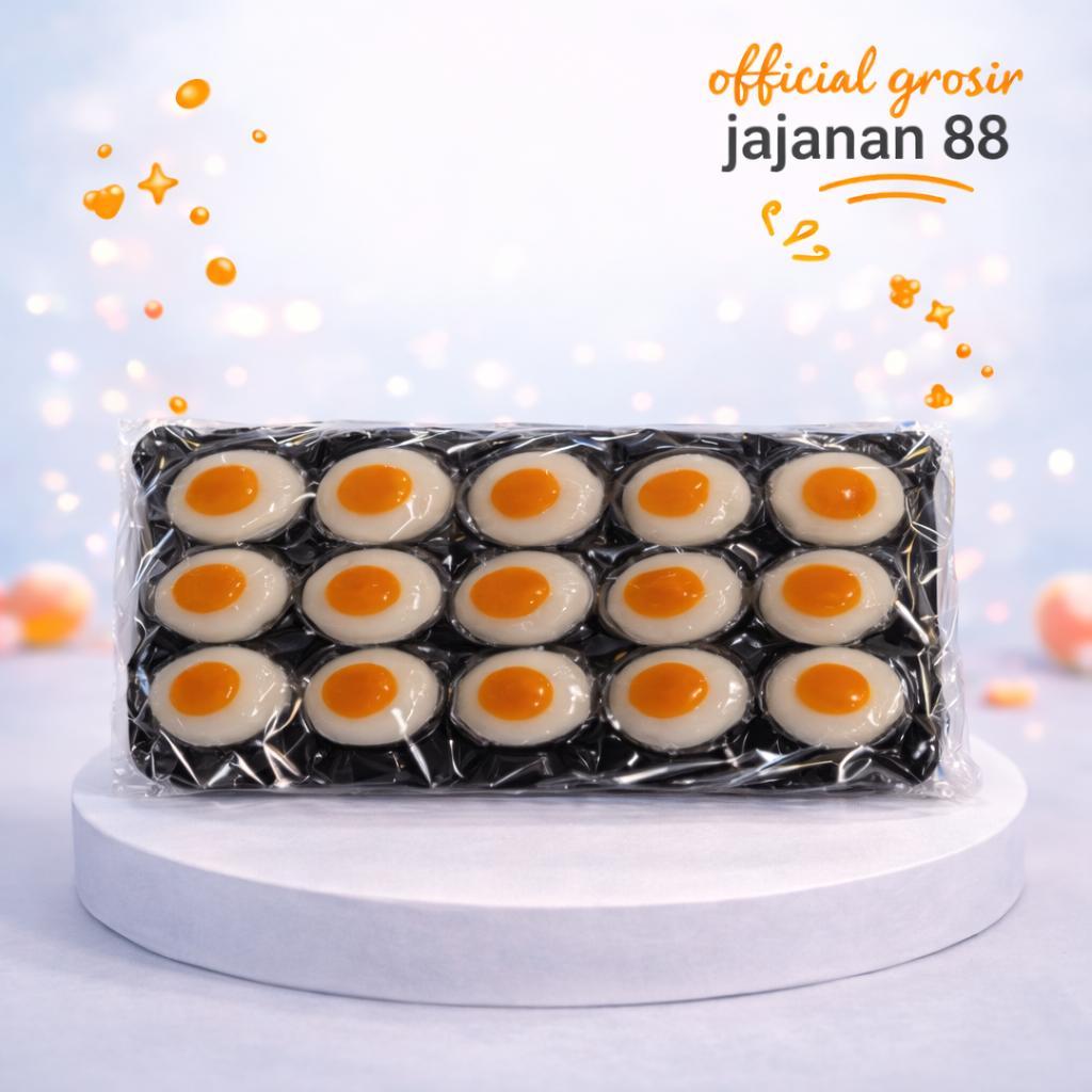 Jeli Agar Bentuk Telur Rasa Jeruk Apel Anggur Stroberi QeQe isi 10