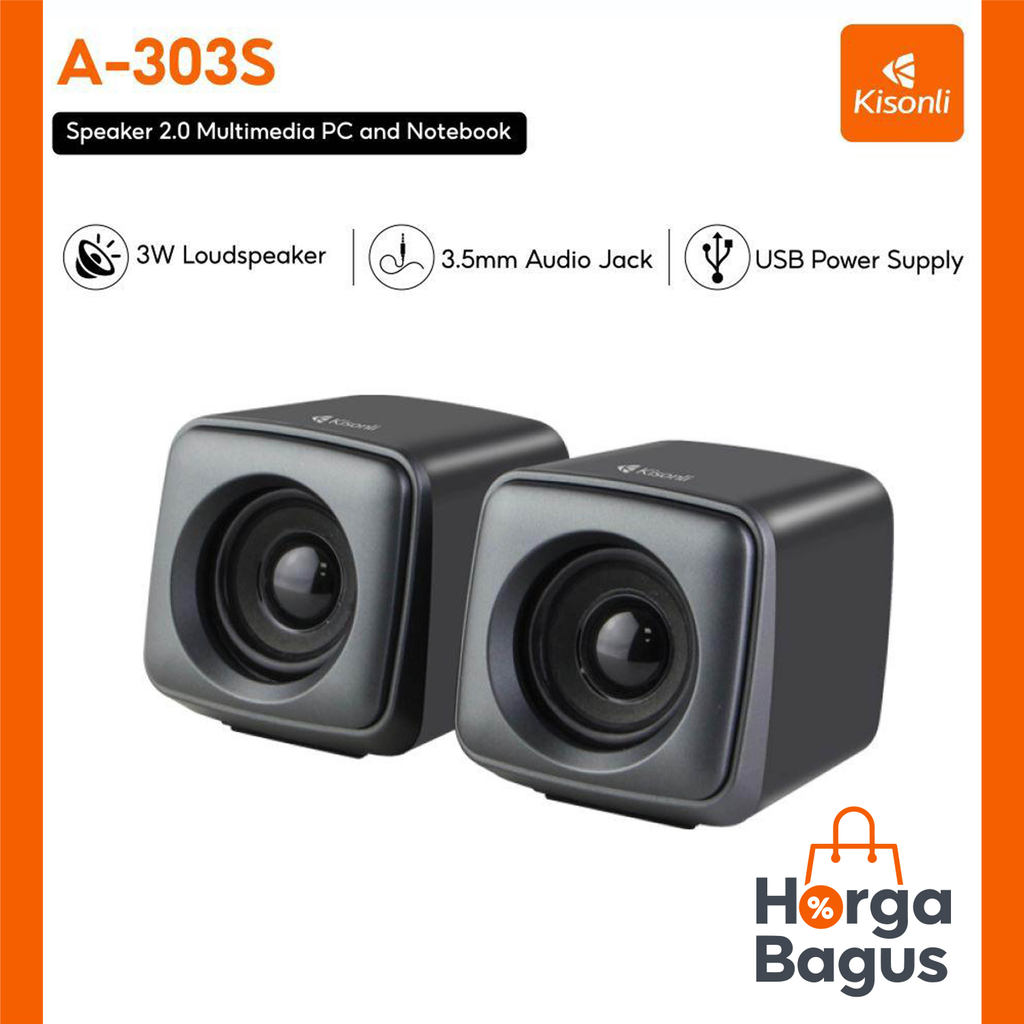KISONLI Speaker Komputer Dekstop 2.0 A303S Speaker Gaming Laptop USB Super Bass - Harga Bagus
