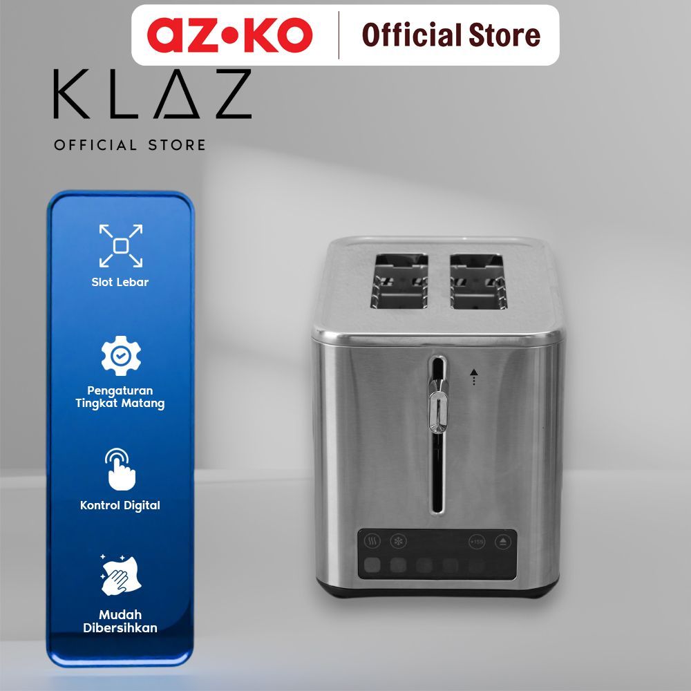 AZKO Klaz Toaster Toaster Digital Stainless Steel - Silver Pemanggang Roti Bread Grill Pembuat Makan