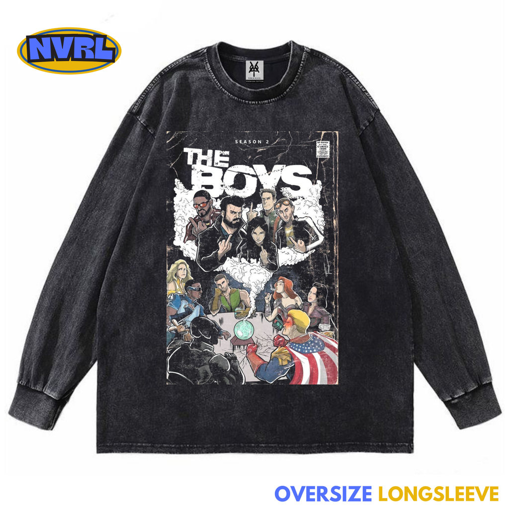 NVRLMERCH "Kaos oversize longsleeve the boys season 2 washed washing vintage tee