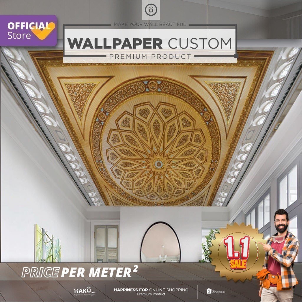 Sticker Plafon Custom Ruang Tamu | Gambar Abstrak 2.1 | Plafon | Wall Sticker | Wall Banner | Wallpa
